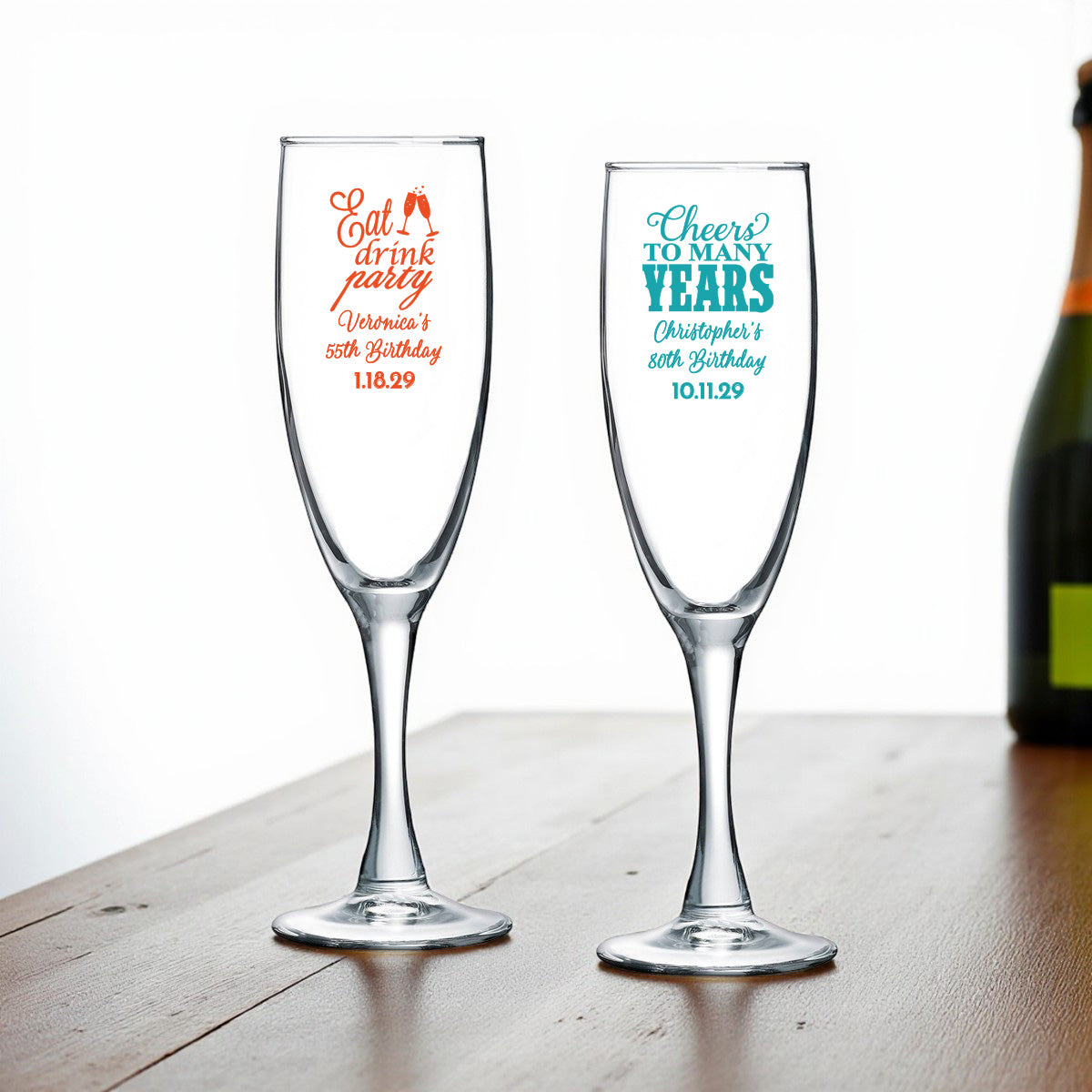Adult Birthday Personalized Champagne Glass (Set of 24)