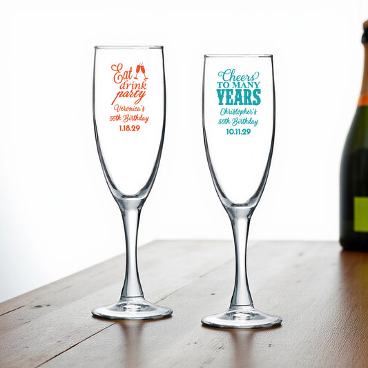 Adult Birthday Personalized Champagne Glass (Set of 24)