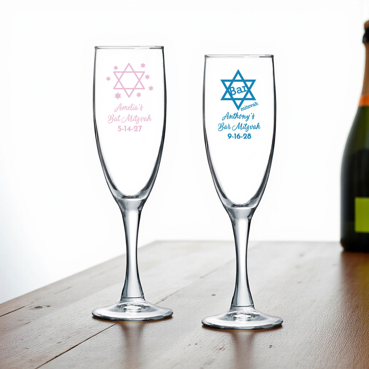 Bar/Bat Mitzvah Personalized Champagne Glass (Set of 24)