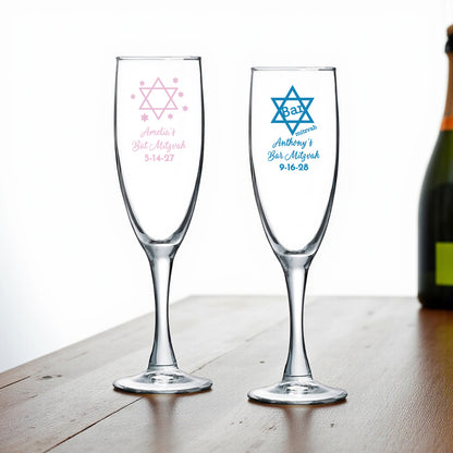 Bar/Bat Mitzvah Personalized Champagne Glass (Set of 24)