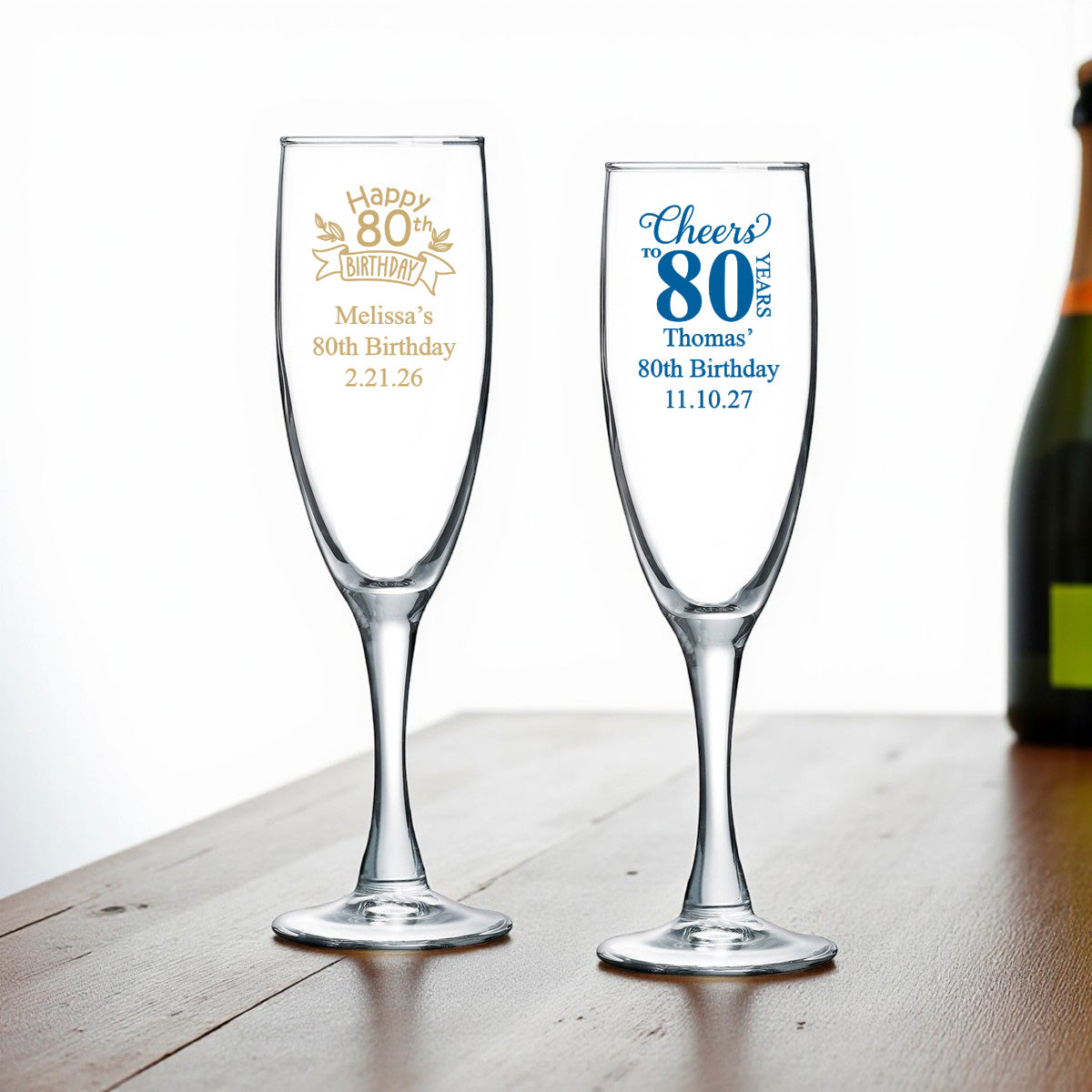 80th Birthday Personalized Champagne Glass (Set of 24)