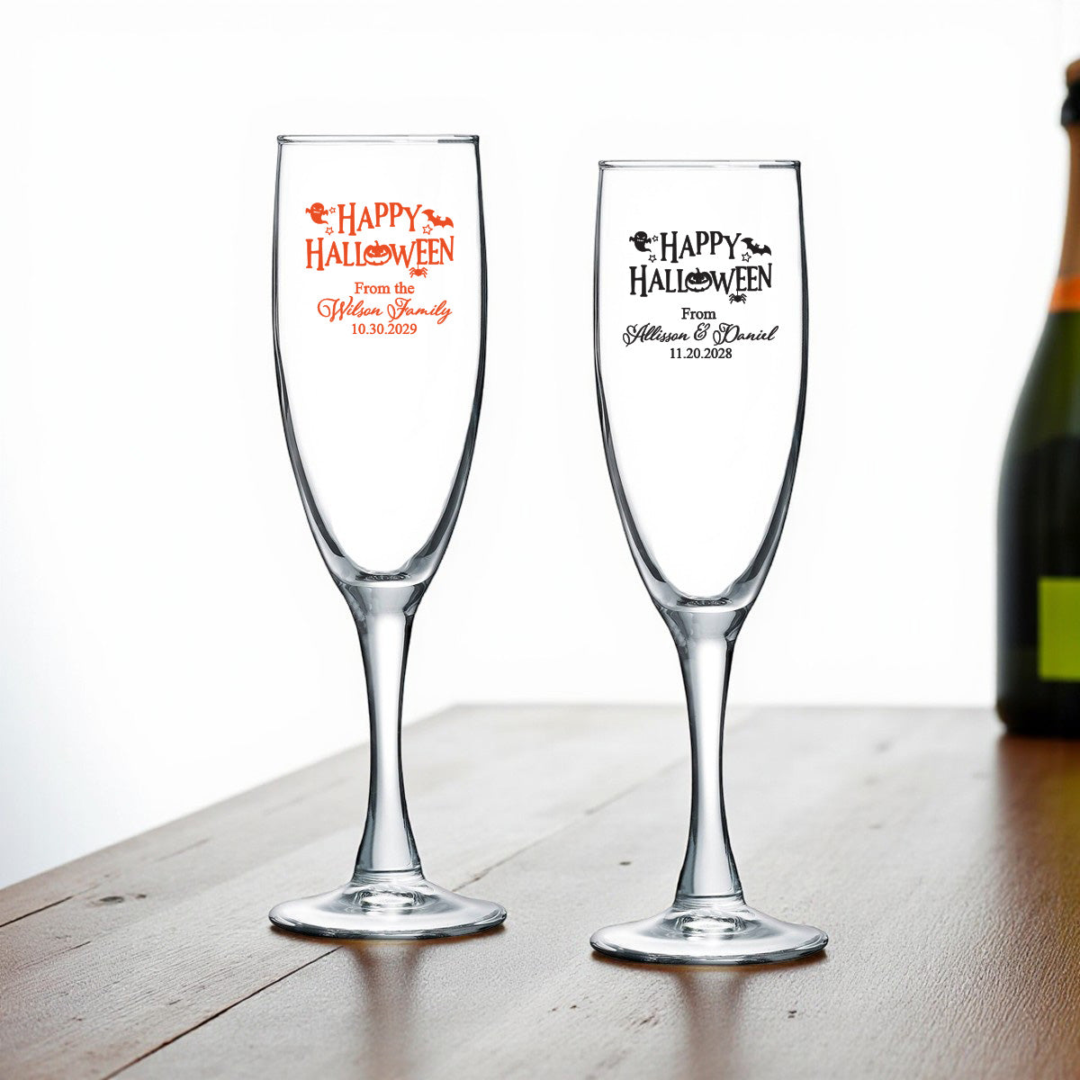 Happy Halloween Personalized Champagne Glass (Set of 24)