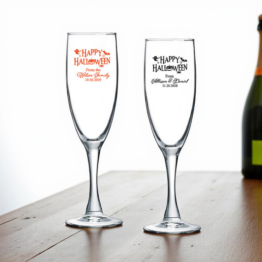Happy Halloween Personalized Champagne Glass (Set of 24)