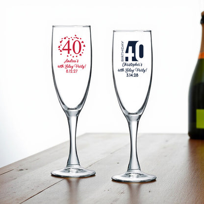 40th Birthday Personalized Champagne Glass (Set of 24)