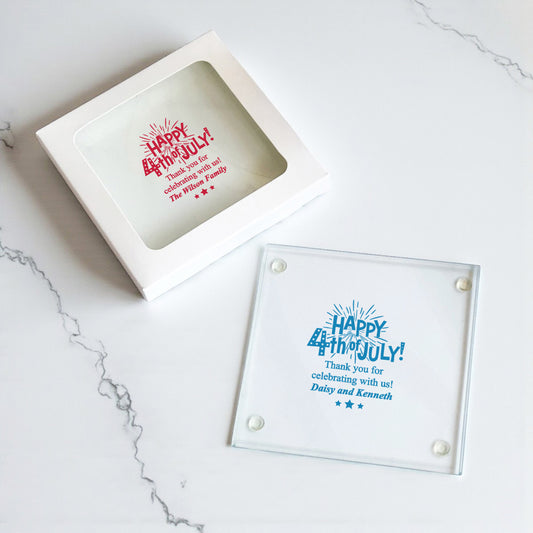 Fourth of July Personalized Glass Coaster (Set of 24)