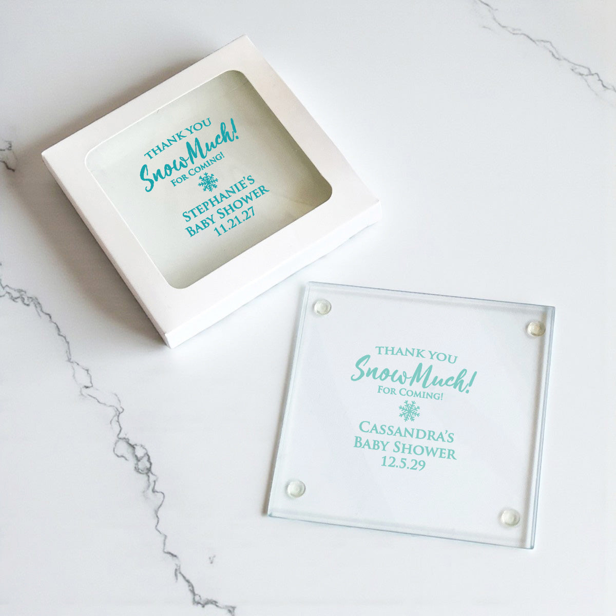 Thank You Snow-Much! Personalized Glass Coaster (Set of 24)