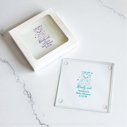 We Can Bearly Wait Personalized Glass Coaster (Set of 24)