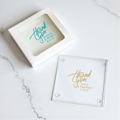 Thank You Personalized Glass Coaster (Set of 24)