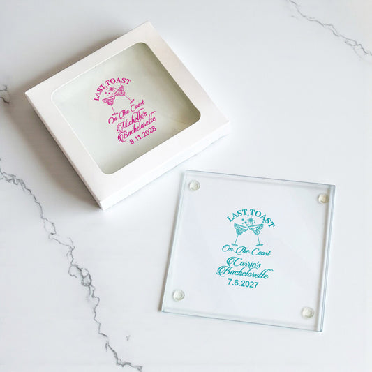 Last Toast On The Coast Personalized Glass Coaster (Set of 24)