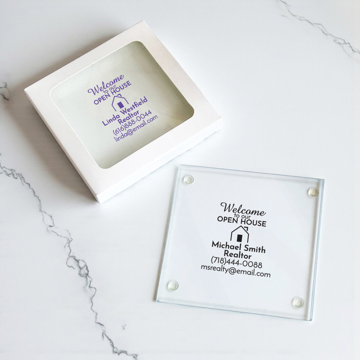 Welcome To Our Open House Personalized Glass Coaster (Set of 24)