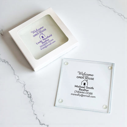 Welcome To Our Open House Personalized Glass Coaster (Set of 24)