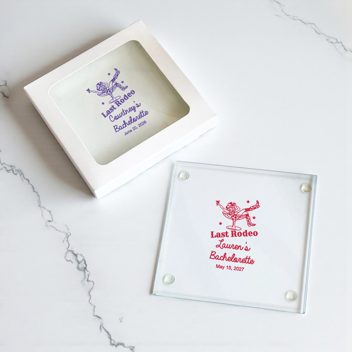 Last Rodeo Personalized Glass Coaster (Set of 24)