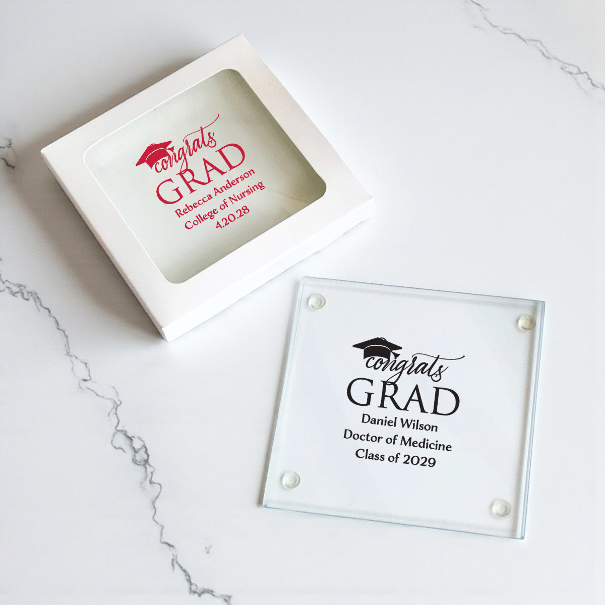 Congrats Grad Personalized Glass Coaster (Set of 24)