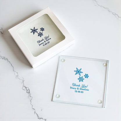 Snowflakes Personalized Glass Coaster (Set of 24)