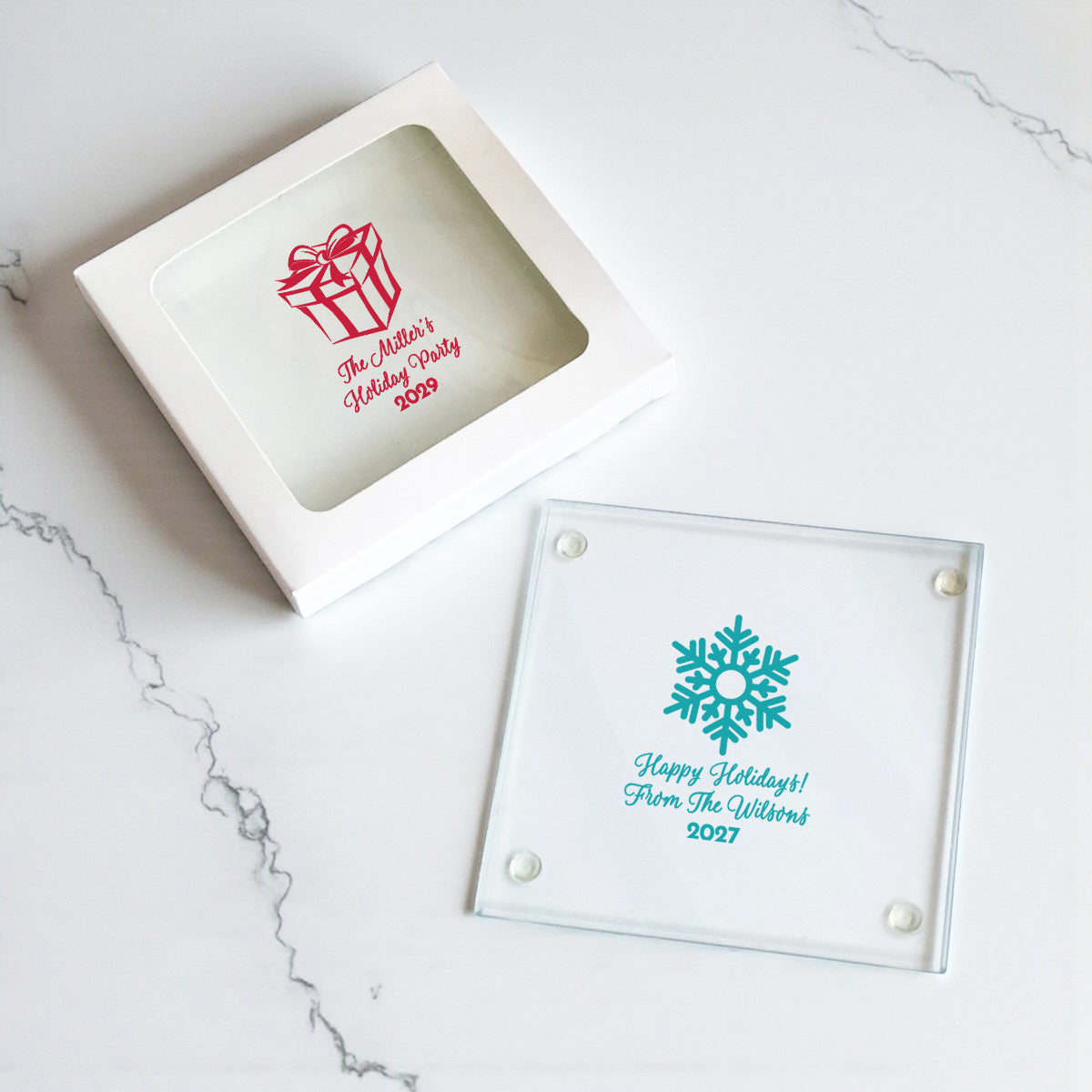 Holiday Personalized Glass Coaster (Set of 24)