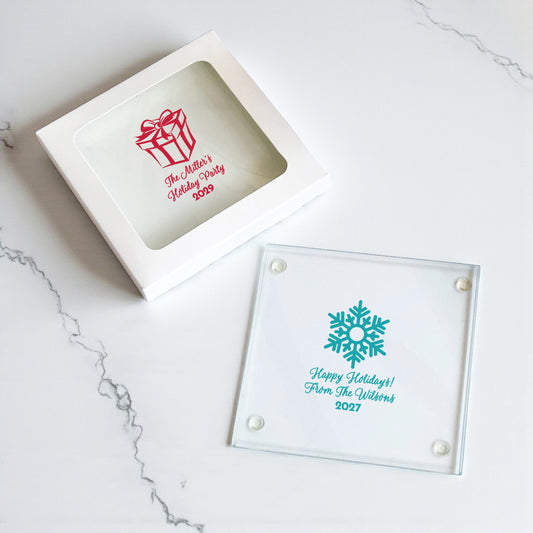 Holiday Personalized Glass Coaster (Set of 24)
