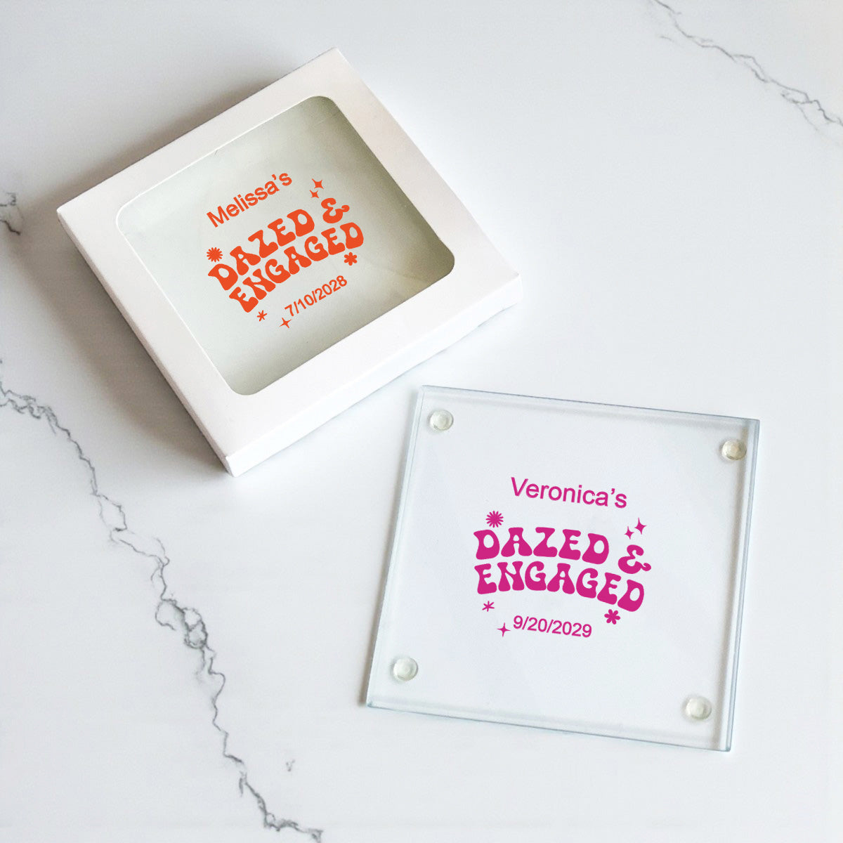 Dazed And Engaged Personalized Glass Coaster (Set of 24)