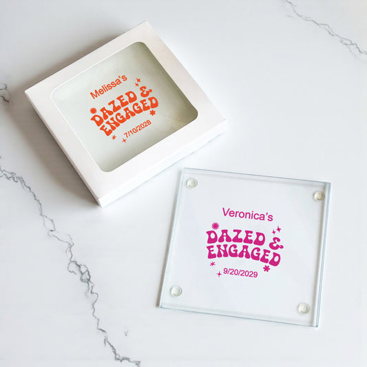 Dazed And Engaged Personalized Glass Coaster (Set of 24)
