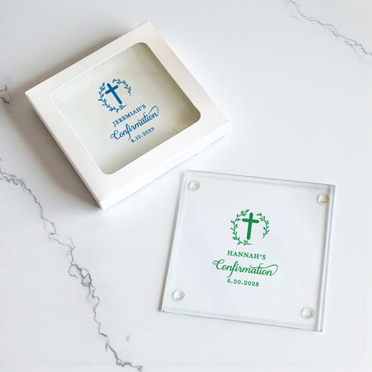 Confirmation Personalized Glass Coaster (Set of 24)