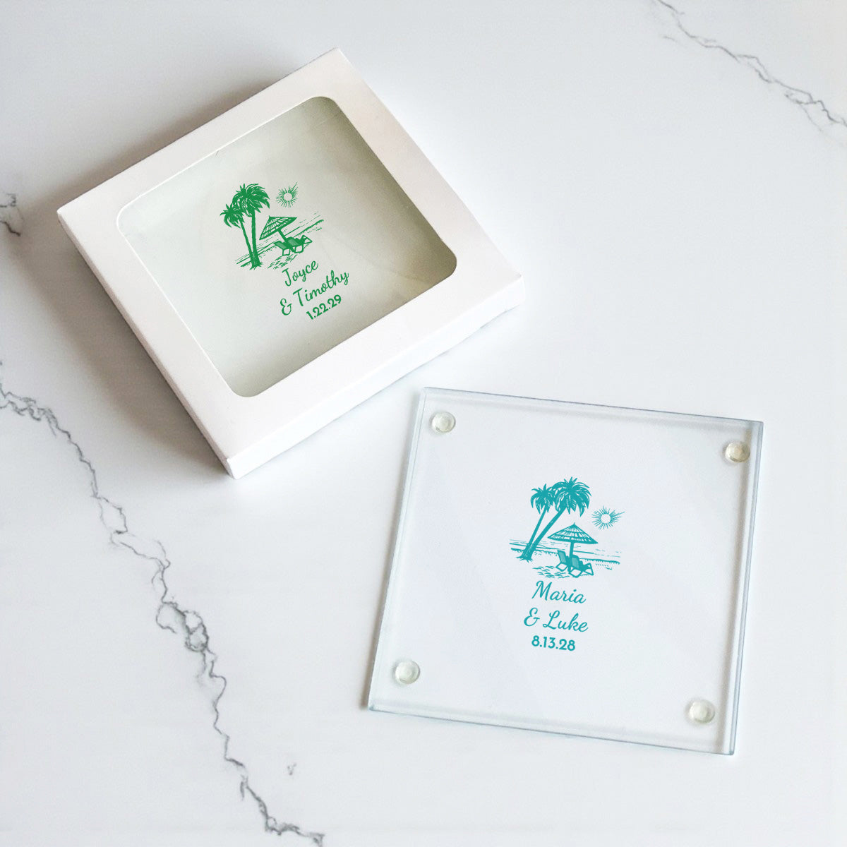 Summer Beach Personalized Glass Coaster (Set of 24)