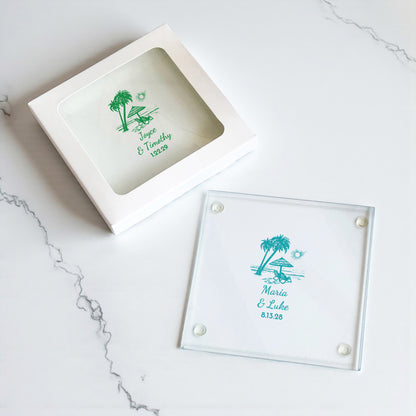 Summer Beach Personalized Glass Coaster (Set of 24)