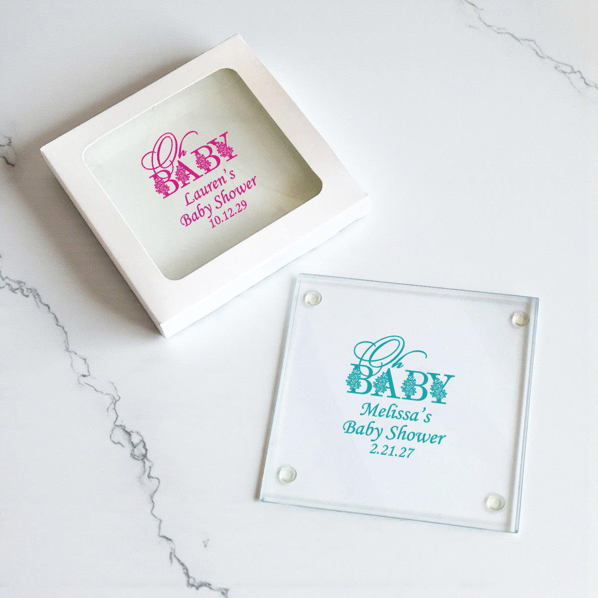 Oh Baby Personalized Glass Coaster (Set of 24)