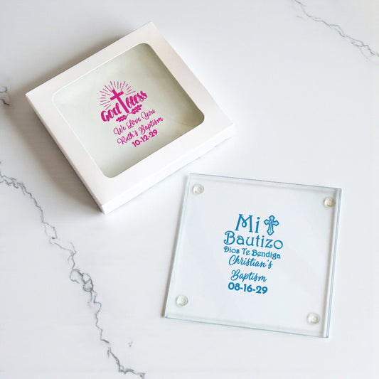 Baptism Personalized Glass Coaster (Set of 24)