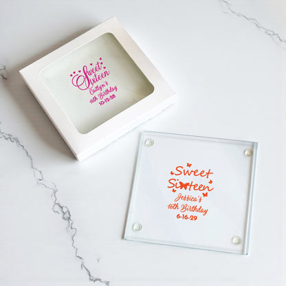 Sweet 16 Personalized Glass Coaster (Set of 24)