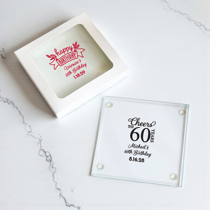 Adult Birthday Personalized Glass Coaster (Set of 24)