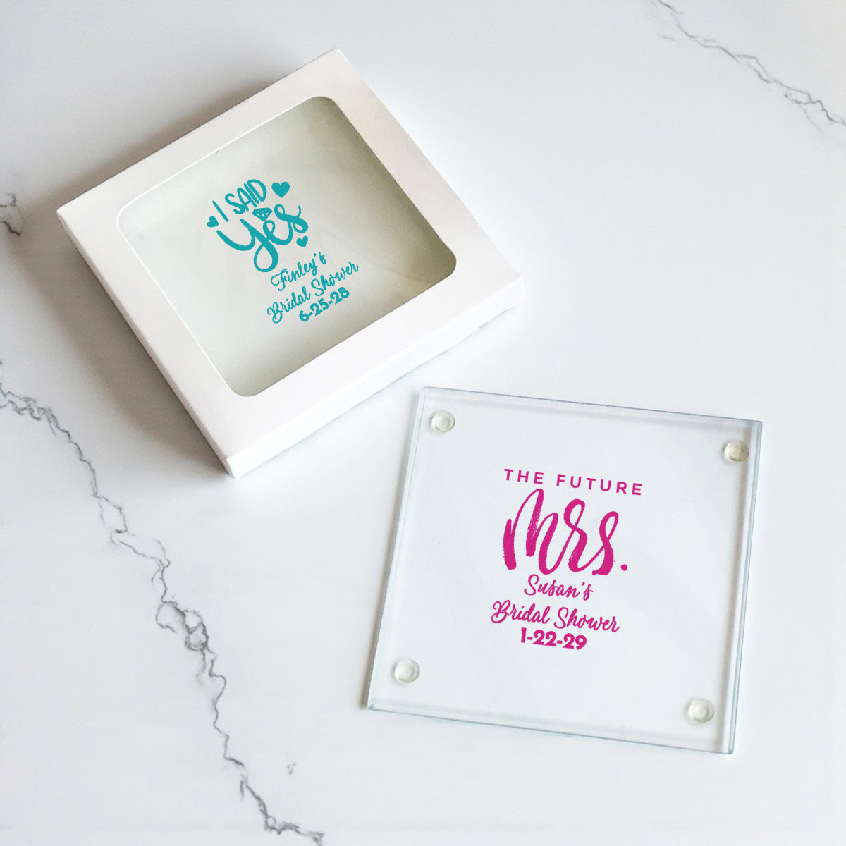 Bridal Shower Personalized Glass Coaster (Set of 24)