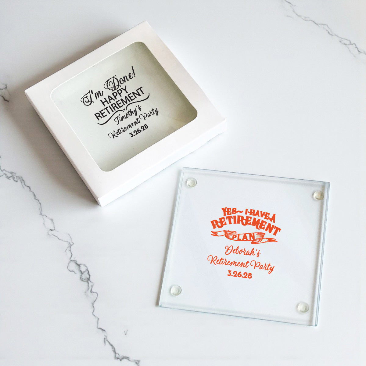Retirement Personalized Glass Coaster (Set of 24)
