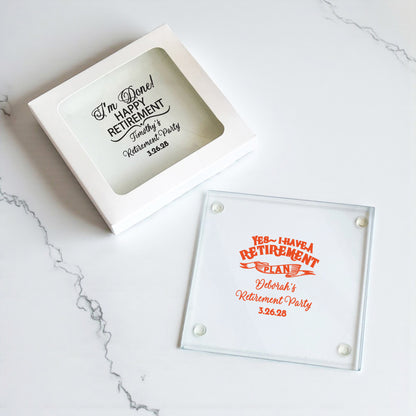 Retirement Personalized Glass Coaster (Set of 24)