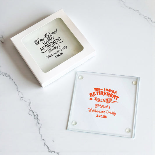Retirement Personalized Glass Coaster (Set of 24)