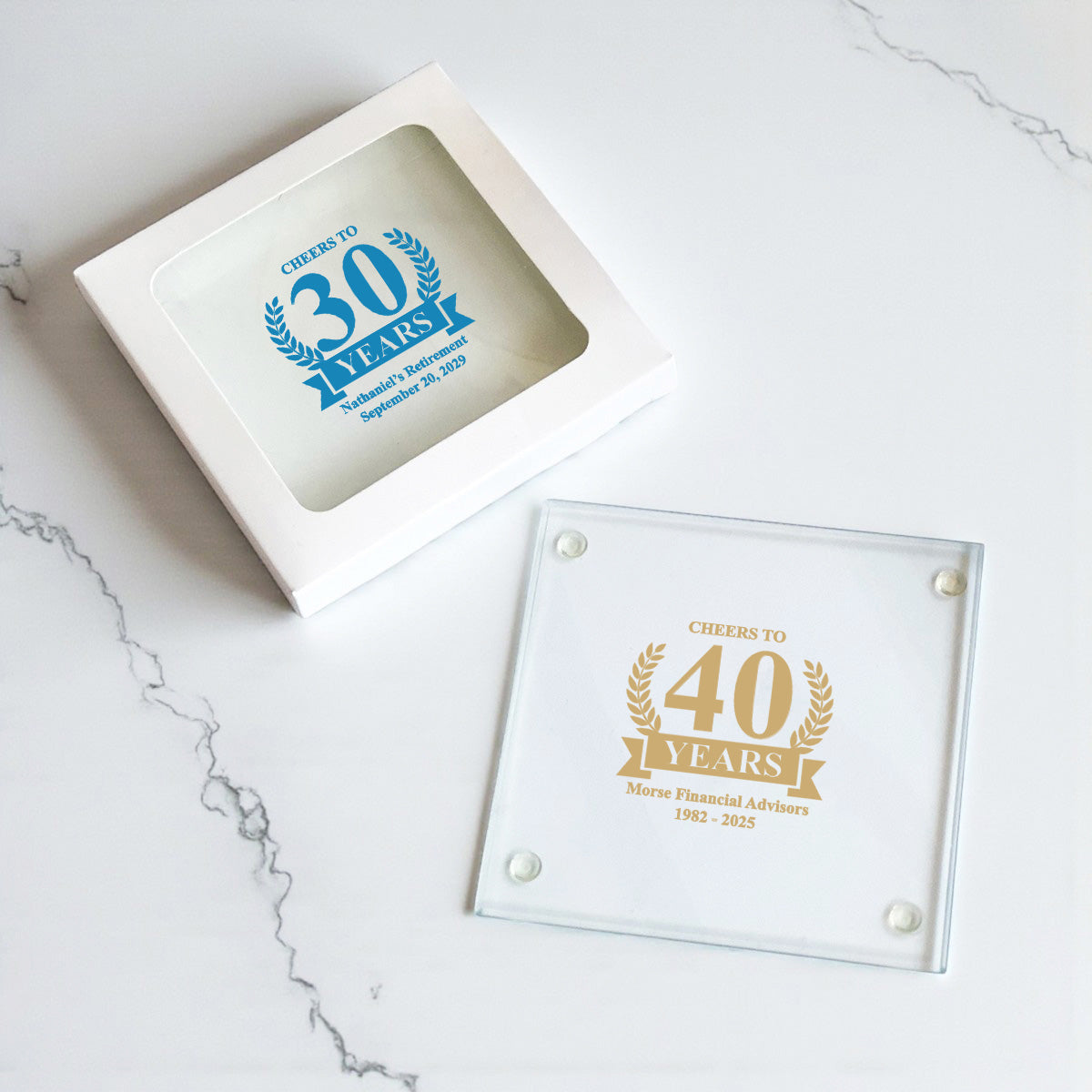 Cheers To Years Personalized Glass Coaster (Set of 24)