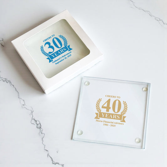 Cheers To Years Personalized Glass Coaster (Set of 24)