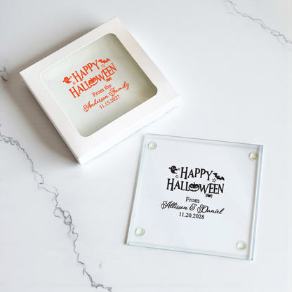 Happy Halloween Personalized Glass Coaster (Set of 24)