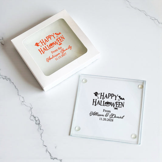 Happy Halloween Personalized Glass Coaster (Set of 24)
