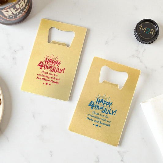 Fourth of July Personalized Gold Credit Card Bottle Opener (Set of 24)