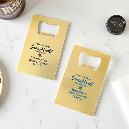 Thank You Snow-Much! Personalized Gold Credit Card Bottle Opener (Set of 24)