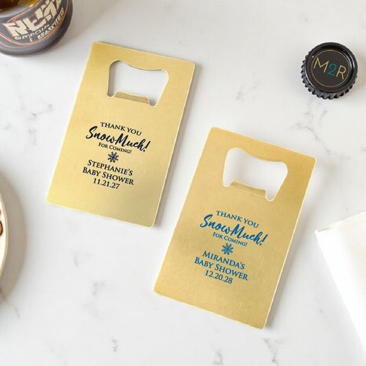 Thank You Snow-Much! Personalized Gold Credit Card Bottle Opener (Set of 24)