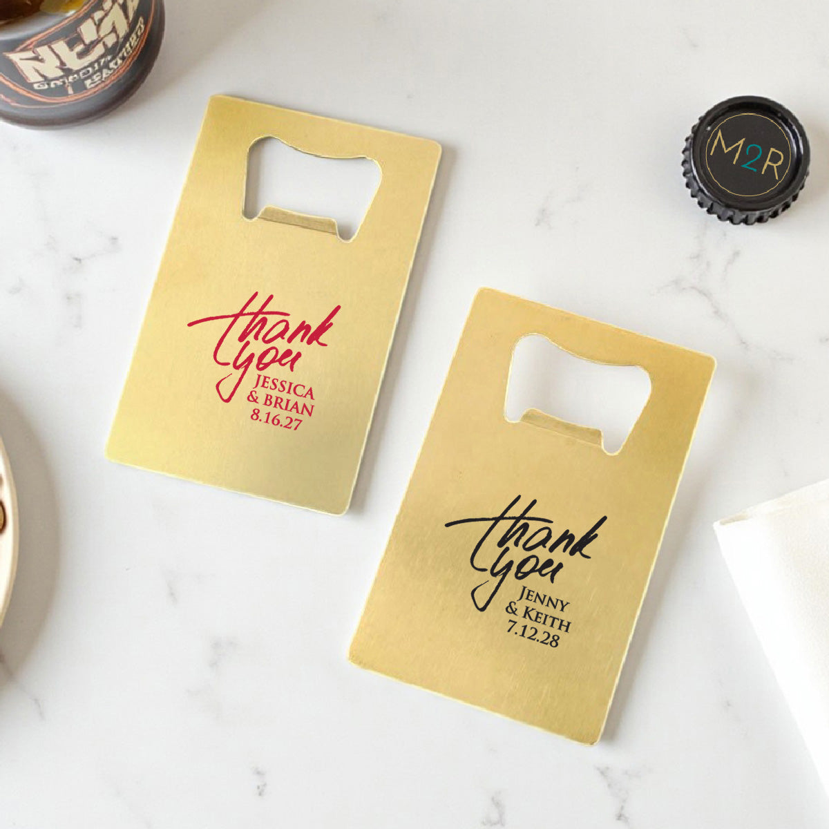 Thank You Personalized Gold Credit Card Bottle Opener (Set of 24)
