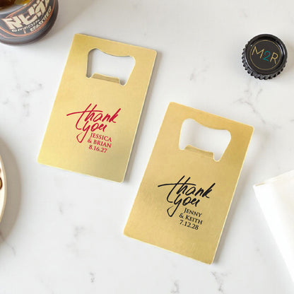 Thank You Personalized Gold Credit Card Bottle Opener (Set of 24)