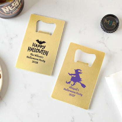 Halloween Personalized Gold Credit Card Bottle Opener (Set of 24)