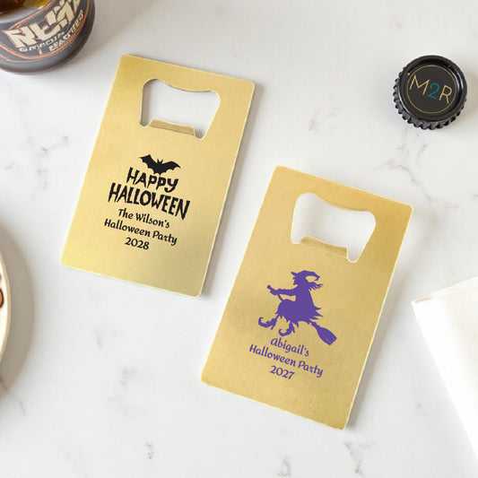 Halloween Personalized Gold Credit Card Bottle Opener (Set of 24)