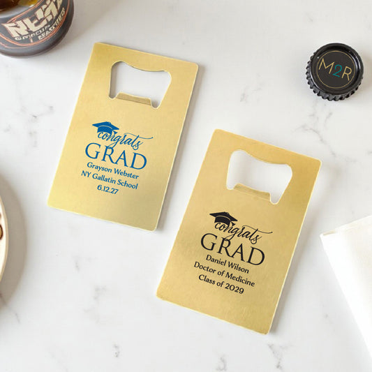 Congrats Grad Personalized Gold Credit Card Bottle Opener (Set of 24)