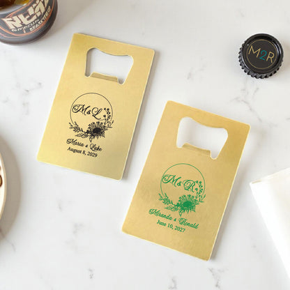 Sunflower Personalized Gold Credit Card Bottle Opener (Set of 24)