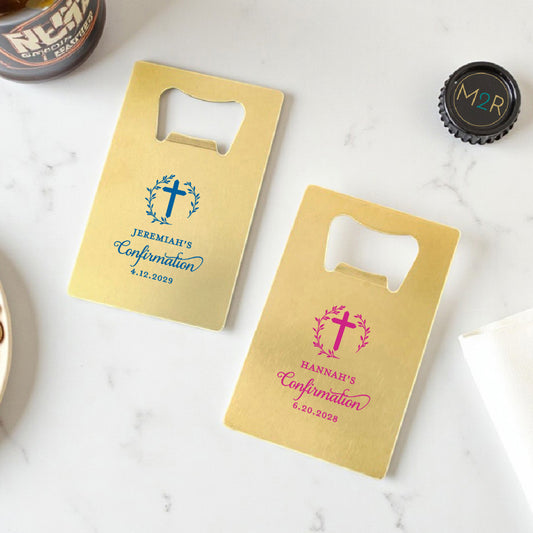 Confirmation Personalized Gold Credit Card Bottle Opener (Set of 24)