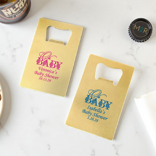 Oh Baby Personalized Gold Credit Card Bottle Opener (Set of 24)