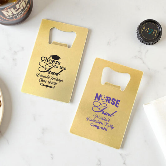 Graduation Personalized Gold Credit Card Bottle Opener (Set of 24)