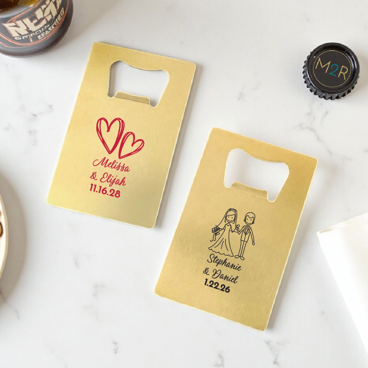 Wedding Personalized Gold Credit Card Bottle Opener (Set of 24)
